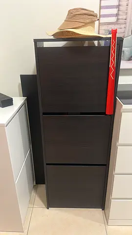 Dark Wood Shoe Cabinet / Hall Storage Unit - Good Condition 2 pieces available