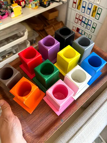Set of 12 MONTESSORI Colorful Wooden pencil colour Holders
