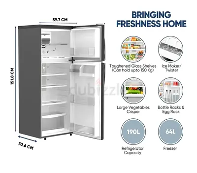 Used 190L Top-Freezer Refrigerator with Ice Maker and Vegetable Crisper - great Condition