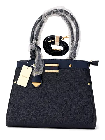 Structured navy tote bag handbag with detachable strap- New