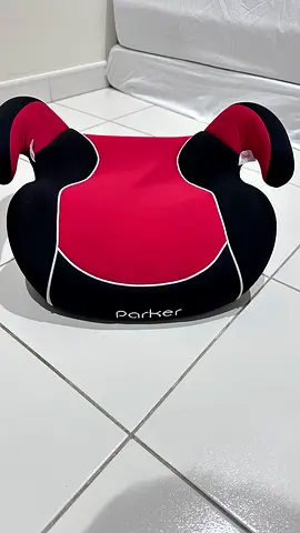 Parker Booster Seat - Compact Kid Car Booster (Red/Black)