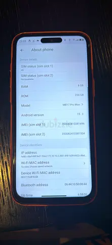 Android Mb 17 Pro max (256GB) in orange case — good condition, unlocked