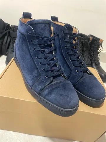 Christian Louboutin navy blue suede Louis Orlato high-top sneakers