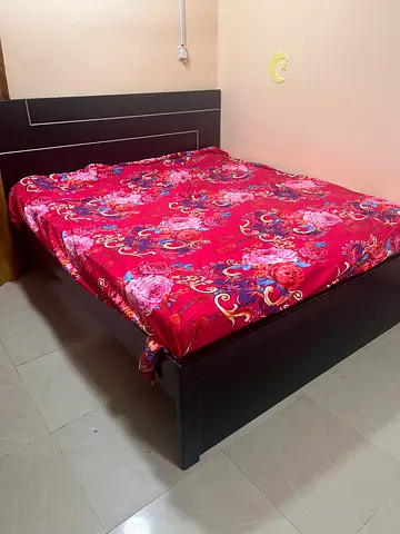 Sturdy Dark Wood Double Bed Frame