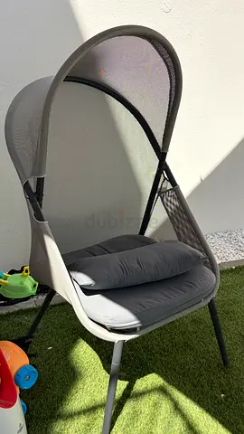 Outdoor Lounge Chair with Sun Canopy and Cushion