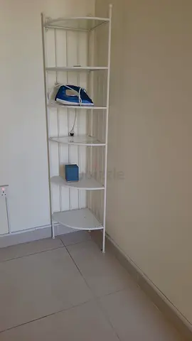 White Corner Shelf Unit - 5 Tier Metal and Glass Shelving