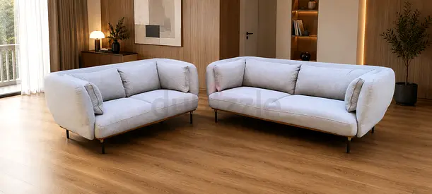 Light grey 2-piece modern sofa set — 3-seater and 2-seater, good condition