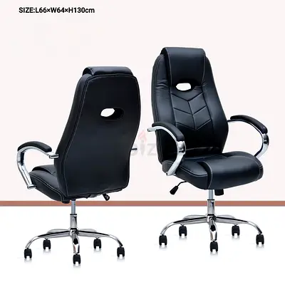 Black High-Back Executive Office Chair with Armrests (Adjustable, Castor Base)