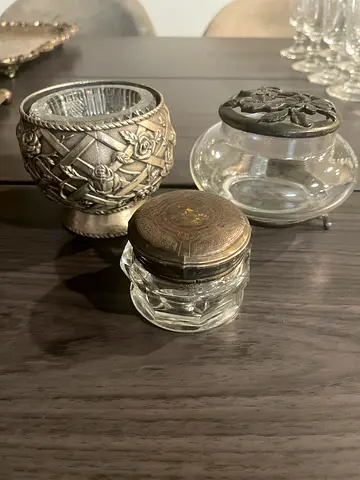 Antique Pewter Bowl Flower Vase , Candle Holder , accessories storage