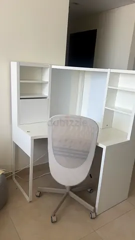 White Corner Workstation with Matching Swivel Chair