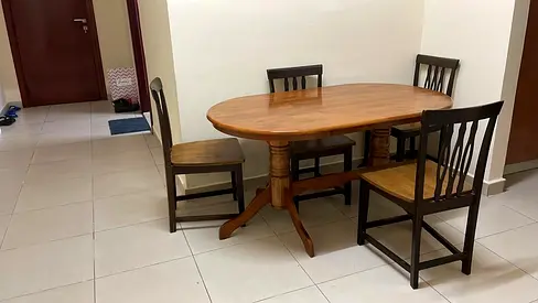 Solid Wood Round Dining Table with 4 Chairs
