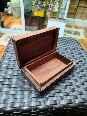 Small Vintage Hand-Carved Wooden Trinket Box 13cm