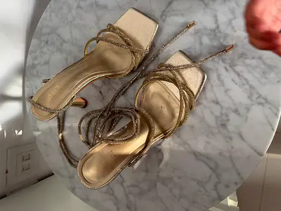 Gold sandals heels
