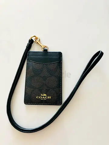 100% genuine (NON-NEGOTIABLE) COACH-Signature PVC Canvas Lanyard ID Badge Card Holder (Brown/Black)