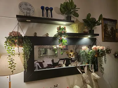 BEAUTIFUL LUXURY BRAND NEW IKEA MIRORR WITH 2 BLACK SHELF AND SPORTS LIGHT ONLY 300