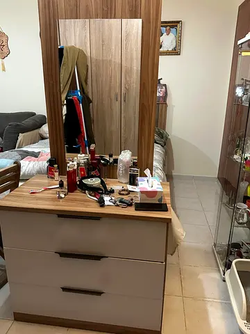 3-drawer Dresser with Attached Mirror - Light Wood Finish