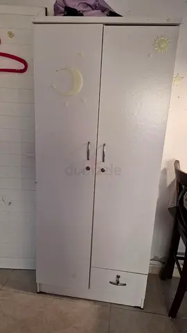 White 2-Door Childrens Wardrobe with Drawer
