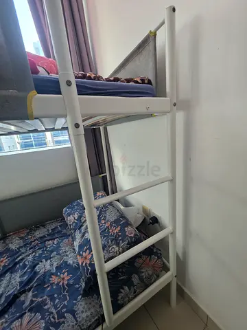 White metal bunk/loft bed frame - single, sturdy