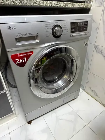 LG 8kg Front Load Washer Dryer (2-in-1) - Silver, Good Working Condition - inventeey - saving electr