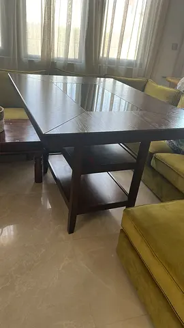 Modern Wooden Coffee Table with Glass Insert