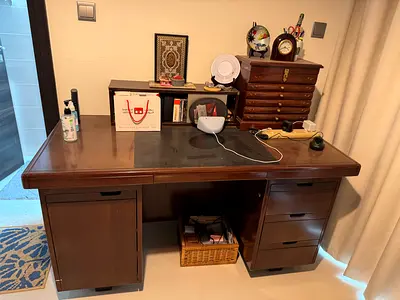 Wood desk with drawers — good used condition