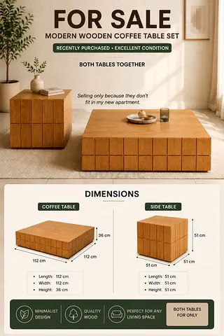Modern wooden coffee table set