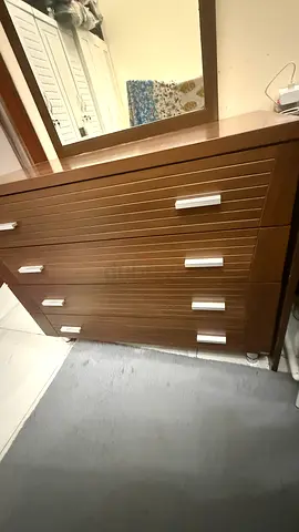 Wooden 4-Drawer Dresser with Mirror — Good Condition