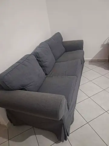 Grey 3-seater fabric sofa - good condition