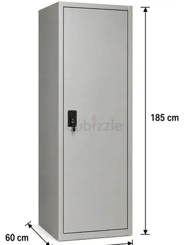 Single Door Metal Locker / Wardrobe 185cm x 60cm - Grey