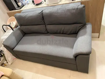 Grey 3-Seater Fabric Sofa Bed