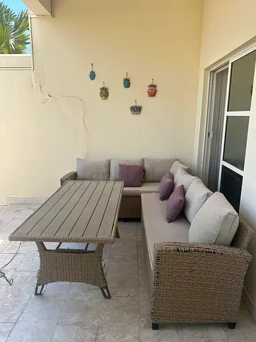 Outdoor rattan corner sofa set with table L-shape