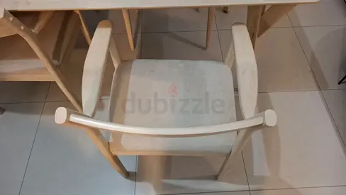 Light Wood Dining Table/4x Chair with Fabric Seat