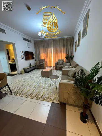 Two-bedroom apartment with a living room, monthly rent, furnished, in Grand Mall Al Nuaimiya 3, wit