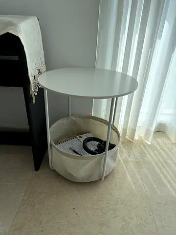 Small side table with basket