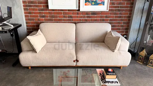 Light Beige 3-Seater Sofa — Modern Minimalist Design