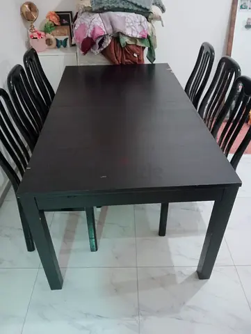 Modern Black Dining Table with 6 Chairs