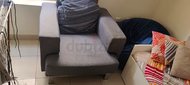 Grey blue Fabric Armchair - Good Condition