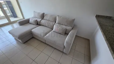 Ikea beige L shape sofa bed under storage