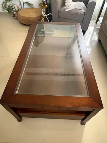 Modern Wooden Coffee Table with Glass Inset