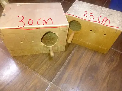 Handmade wooden bird nesting boxes - two sizes (30cm and 25cm)