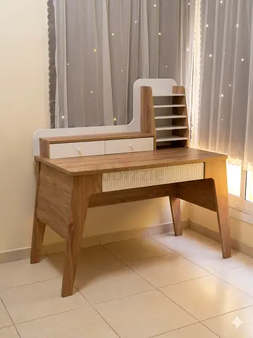 Wooden Study Desk with Storage Drawers and Organizer