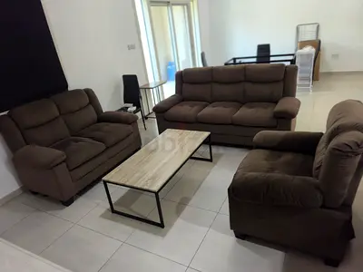 Brown 3-piece Sofa Set with Armchair and Coffee Table