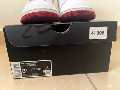 Air Jordan 1 Mid SE - White/Red, Size US 8.5