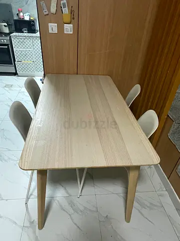Wood Dining Table with 4 Ergonomic Chairs | Ajman Uptown Pickup