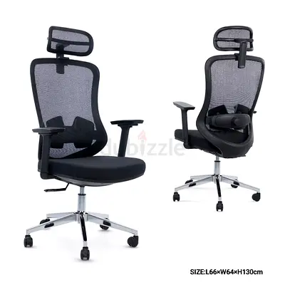 Ergonomic Mesh Office Chair with Headrest — Adjustable Lumbar Support