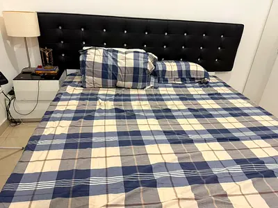 King size bed frame with orthopedic mattress