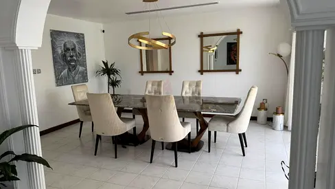 Dining Set (marble/stone table + 6 tufted chairs)