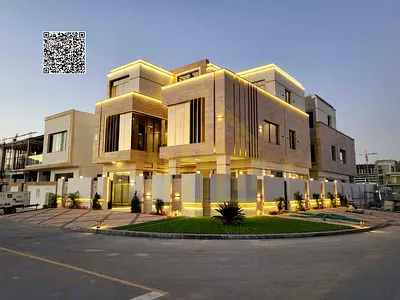 With a 15% down payment and no service charges, a luxurious corner villa directly opposite Al Hamidiya Park, featuring 7 rooms and a rooftop terrace,