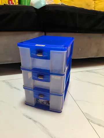 Compact 3-Drawer Plastic Organizer - Blue