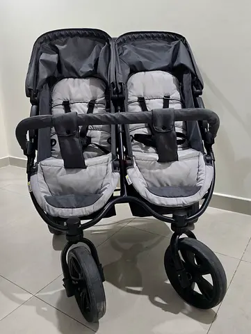 Double Twin Stroller / Side-by-Side Pram in Grey - Good Condition